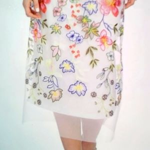 ⚘️MARC BOUWER Embroidery Floral Sheer Skirt M